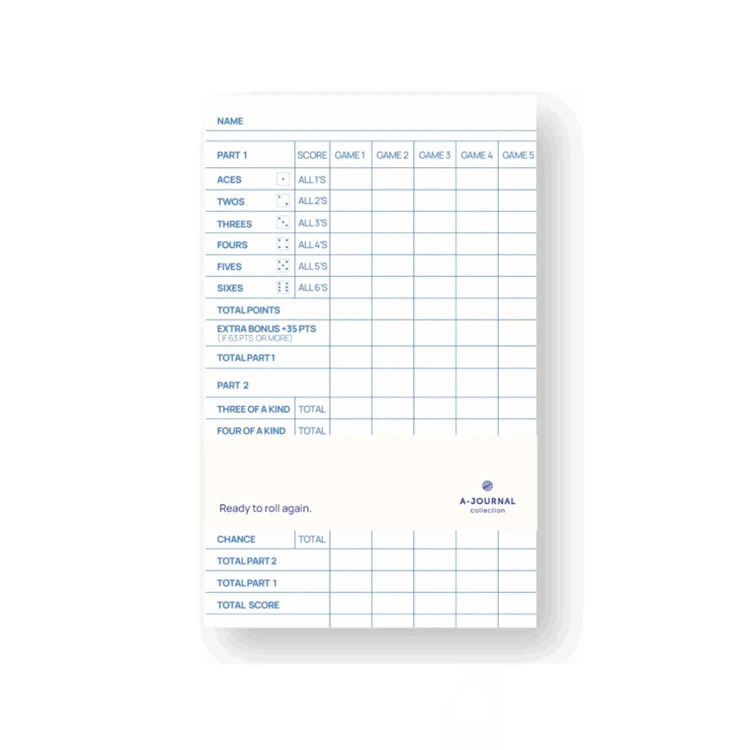 Notesblok – A-Yatzy Refill